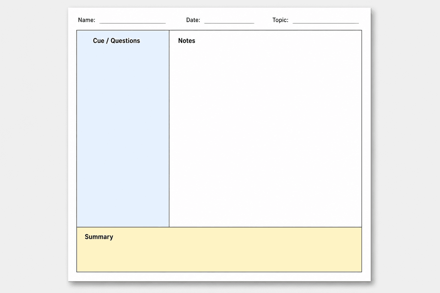 Cornell Notes Template: Free Printable and Digital Formats for Students